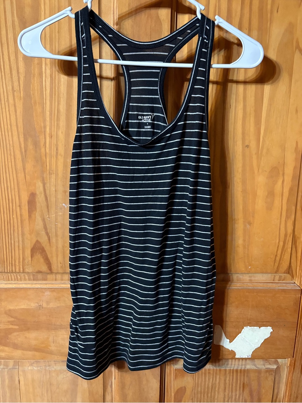 Old Navy Black and White Striped Racerback Tank Top
